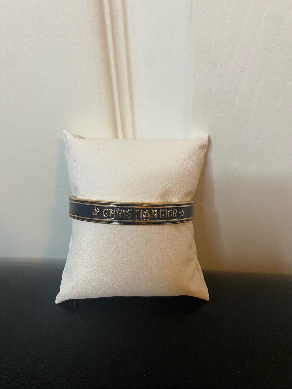 Christian Dior Logo Bangle in Black and Gold